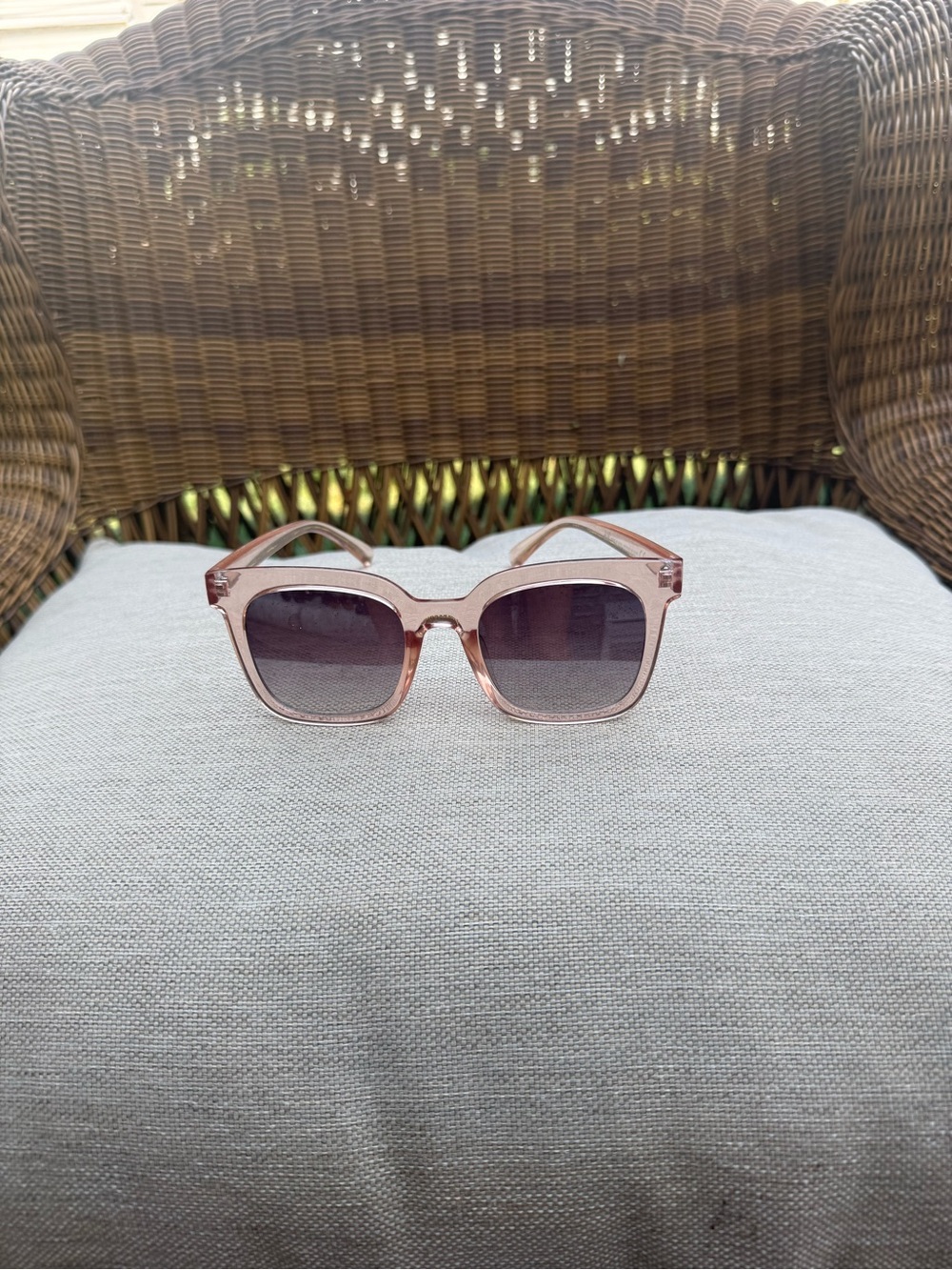 H&M Pink Transparent Square Sunglasses with Gradient Lenses